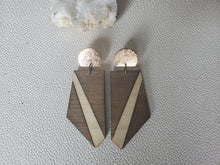 Load image into Gallery viewer, Geometric Post Dangle Wood Earrings
