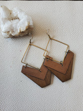 Load image into Gallery viewer, Ro Wood &amp; Metal Earrings with Chevron
