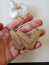 Load image into Gallery viewer, Ro Wood &amp; Metal Earrings with Chevron
