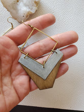 Load image into Gallery viewer, Ro Wood &amp; Metal Earrings with Chevron
