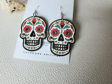 Load image into Gallery viewer, Sugar Skull Wood Earrings
