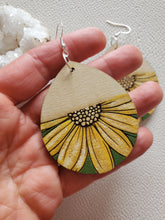 Load image into Gallery viewer, Daisy Wood Earrings – Hand-Painted Boho Floral Dangles
