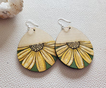 Load image into Gallery viewer, Daisy Wood Earrings – Hand-Painted Boho Floral Dangles
