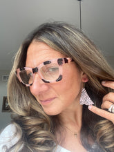 Load image into Gallery viewer, Zebra stripe wood earrings worn - additional product photo 1
