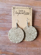 Load image into Gallery viewer, Handmade celestial gold wooden earrings
