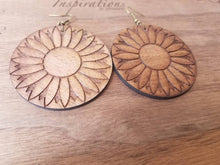 Load image into Gallery viewer, Daisy wooden earrings in multiple sizes
