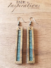 Load image into Gallery viewer, Azul blue rectangular handmade wood earrings
