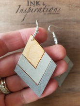 Load image into Gallery viewer, Handmade silver wooden chevron earrings
