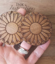 Load image into Gallery viewer, Handmade daisy wood earrings with colorful floral design
