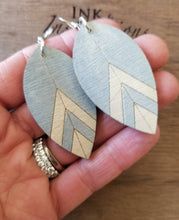 Load image into Gallery viewer, Chevron Wood Earrings: Boho Chic Unique Earrings for Hippies, Colorful Bohemian Vibes handmade wood earrings - Ink &amp; Inspirations Boutique
