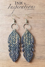 Load image into Gallery viewer, Chic Feather Earrings: Laser Engraved Wood Dangle Earrings for Hippies handmade wood earrings - Ink &amp; Inspirations Boutique
