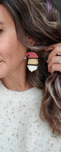 Load image into Gallery viewer, Festive Santa Dangle Earrings: Hand-Painted Wood Christmas Jewelry handmade wood earrings - Ink &amp; Inspirations Boutique
