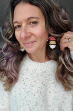 Load image into Gallery viewer, Festive Santa Dangle Earrings: Hand-Painted Wood Christmas Jewelry handmade wood earrings - Ink &amp; Inspirations Boutique

