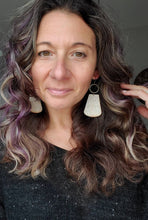 Load image into Gallery viewer, Nightfall Wood Earrings: Dark Boho Statement Dangles, Lightweight Jewelry - handmade wood earrings - Ink &amp; Inspirations Boutique
