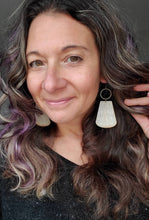 Load image into Gallery viewer, Nightfall Wood Earrings: Dark Boho Statement Dangles, Lightweight Jewelry - handmade wood earrings - Ink &amp; Inspirations Boutique
