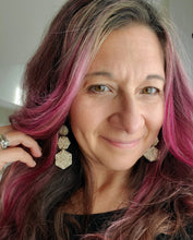 Load image into Gallery viewer, Christmas Snowflake Wood Dangles: White Snowflake Earrings for Winter - handmade wood earrings - Ink &amp; Inspirations Boutique
