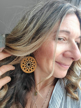 Load image into Gallery viewer, Macrame Boho Earrings: Handmade Wood Dangle Earrings - handmade wood earrings - Ink &amp; Inspirations Boutique

