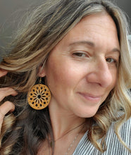 Load image into Gallery viewer, Macrame Boho Earrings: Handmade Wood Dangle Earrings - handmade wood earrings - Ink &amp; Inspirations Boutique
