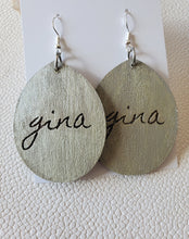 Load image into Gallery viewer, Custom Name Wood Earrings: Personalized Teardrop Dangles, Unique Gifts - handmade wood earrings - Ink &amp; Inspirations Boutique

