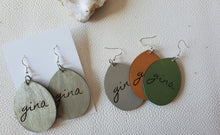 Load image into Gallery viewer, Custom Name Wood Earrings: Personalized Teardrop Dangles, Unique Gifts - handmade wood earrings - Ink &amp; Inspirations Boutique
