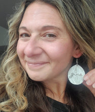 Load image into Gallery viewer, Custom Name Wood Earrings: Personalized Teardrop Dangles, Unique Gifts - handmade wood earrings - Ink &amp; Inspirations Boutique
