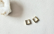 Load image into Gallery viewer, Square Brass Hoop Earrings: Gold Huggie Stacking Earrings - handmade wood earrings - Ink &amp; Inspirations Boutique
