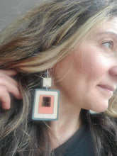 Load image into Gallery viewer, RectangleStripes handmade earring photo 5
