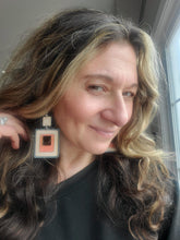 Load image into Gallery viewer, RectangleStripes handmade earring photo 3
