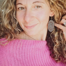 Load image into Gallery viewer, Engraved Mandala Wood Earrings: Boho Flower Statement Jewelry - handmade wood earrings - Ink &amp; Inspirations Boutique
