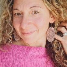 Load image into Gallery viewer, Engraved Mandala Wood Earrings: Boho Flower Statement Jewelry - handmade wood earrings - Ink &amp; Inspirations Boutique
