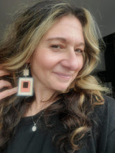 Load image into Gallery viewer, RectangleStripes handmade earring photo 4
