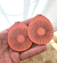 Load image into Gallery viewer, Colorful Vacation Earrings: Summer Boho Jewelry, Big Statement Wood Dangles - handmade wood earrings - Ink &amp; Inspirations Boutique
