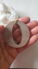 Load image into Gallery viewer, Sunflower Oversized Wood Hoops with Post Dangles: Boho Statement Jewelry - handmade wood earrings - Ink &amp; Inspirations Boutique
