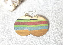 Load image into Gallery viewer, Hand-finished striped wood statement earrings
