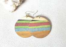 Load image into Gallery viewer, Hand-finished striped wood statement earrings
