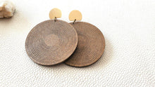 Load image into Gallery viewer, Unique Oversized Wood Earrings: Gold Post Dangles, Lightweight Boho Jewelry - handmade wood earrings - Ink &amp; Inspirations Boutique
