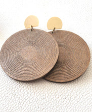 Load image into Gallery viewer, Unique Oversized Wood Earrings: Gold Post Dangles, Lightweight Boho Jewelry - handmade wood earrings - Ink &amp; Inspirations Boutique
