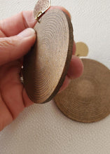 Load image into Gallery viewer, Unique Oversized Wood Earrings: Gold Post Dangles, Lightweight Boho Jewelry - handmade wood earrings - Ink &amp; Inspirations Boutique
