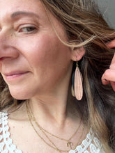 Load image into Gallery viewer, Fun Lightweight Long Dangles: Layered Wood Earrings, Neutral Boho Glam Style, Unique Handmade Earrings handmade wood earrings - image 1
