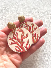 Load image into Gallery viewer, Hand-Painted Coral Reef Wood Earrings: Coastal Kitsch Boho Dangles handmade wood earrings - Ink &amp; Inspirations Boutique
