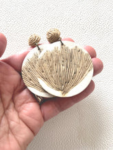 Load image into Gallery viewer, Classic Fan Coral Earrings: Wood Post Dangles for Summer Vacation - handmade wood earrings - Ink &amp; Inspirations Boutique
