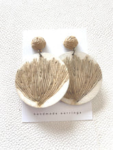 Load image into Gallery viewer, Classic Fan Coral Earrings: Wood Post Dangles for Summer Vacation - handmade wood earrings - Ink &amp; Inspirations Boutique
