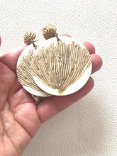 Load image into Gallery viewer, Classic Fan Coral Earrings: Wood Post Dangles for Summer Vacation - handmade wood earrings - Ink &amp; Inspirations Boutique
