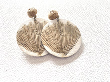 Load image into Gallery viewer, Classic Fan Coral Earrings: Wood Post Dangles for Summer Vacation - handmade wood earrings - Ink &amp; Inspirations Boutique

