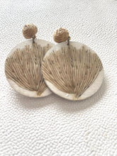 Load image into Gallery viewer, Classic Fan Coral Earrings: Wood Post Dangles for Summer Vacation - handmade wood earrings - Ink &amp; Inspirations Boutique
