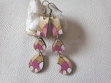 Load image into Gallery viewer, Long Flower Wood Earrings: Cascade Dangles with Hand Painted Colorful Flowers handmade wood earrings - Ink &amp; Inspirations Boutique
