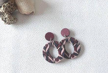 Load image into Gallery viewer, Leaf Hoops boho wood earrings showing oversized hoop silhouette
