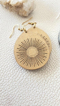 Load image into Gallery viewer, Metallic sunburst teardrop earrings in a gold finish
