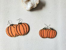 Load image into Gallery viewer, Pumpkin Wood Earrings for Fall
