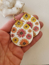Load image into Gallery viewer, Teardrop Wood Earrings with Spring Flowers
